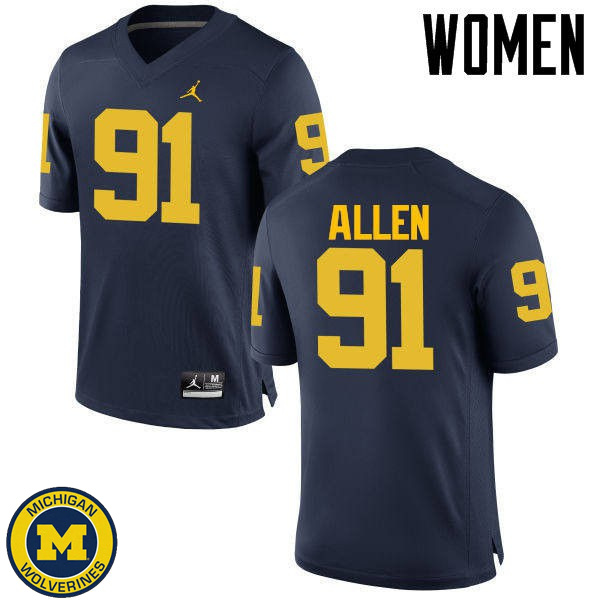 Women Michigan Wolverines #91 Kenny Allen Navy NCAA Football Jersey